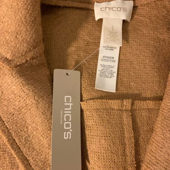 NWT - CHICOS || Polyester WOOL Caramel Button Up Warm jacket - Picture 5 of 7